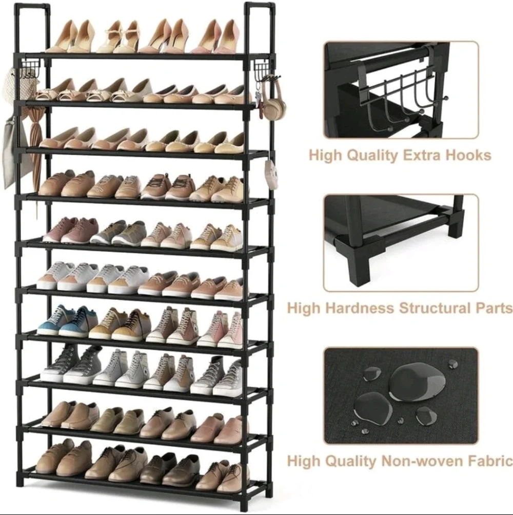 Sturdy Black Multi-Tier Shoe Organizer - Picture 1 of 6
